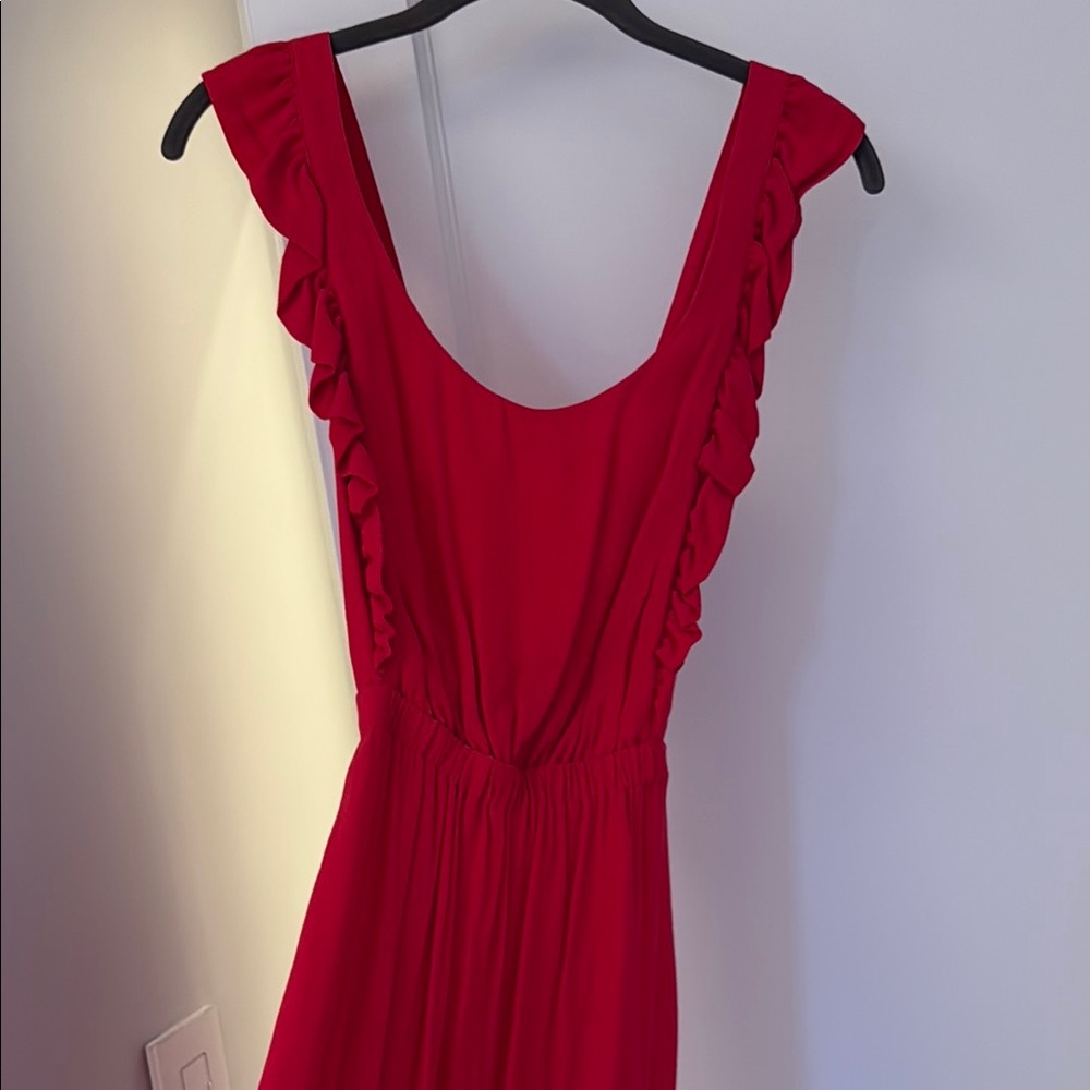 Elegant Red Ruffle Dress